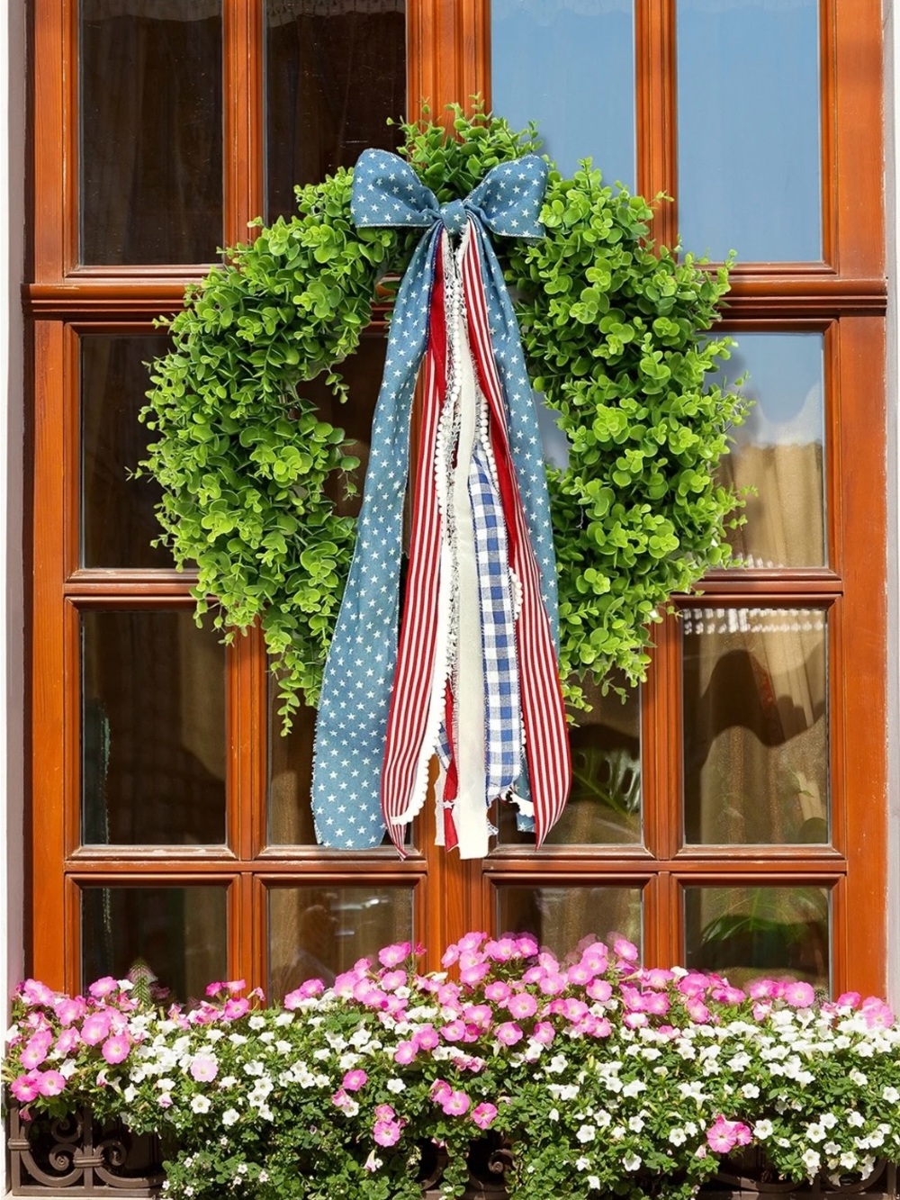 My Texas House Boxwood Wreath with Bow - Picture 2 of 8
